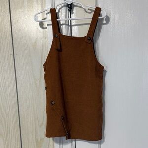 Brown Button-Detail Sleeveless dress